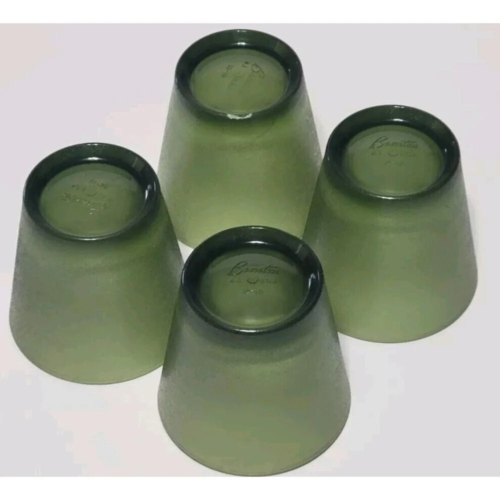 Vintage Boonton Green Plastic Restaurant Cocktail Cup Small USA 32-10 Set of 4